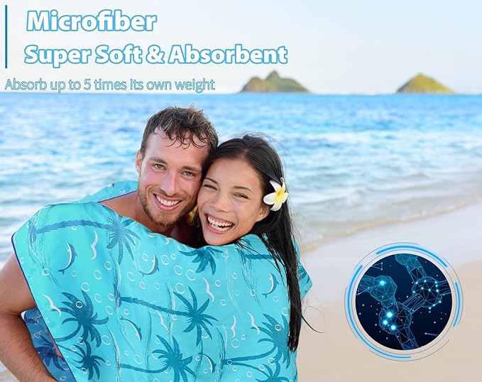 2 Pack Microfiber Oversized Lightweight Beach Towel 71"x32" Extra Thin Large Sand Free Towels Travel Swim Pool Yoga Gym for Adults Women Men Beach Essentials Accessories Vacation Gift