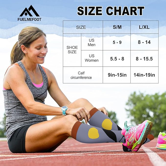 FuelMeFoot 6 Pairs Compression Socks for Women & Men 15-20mmHg Graduated Support Knee High Socks for Nurses, Travel, Athletic