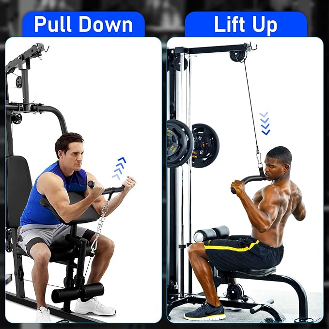 TOBWOLF Upgraded W-Shaped Lat Pull Down Bar, Lat Pulldown Attachment for Home Gym, Curl Triceps Press Down Bar Handle LAT Bar, Single D-Handle Tricep Press Down Bar With Full Wrapped EVA Rubber Handle