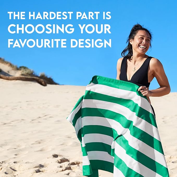 Dock & Bay Beach Towel - Quick Dry, Sand Free - Compact, Lightweight - 100% Recycled - Includes Bag - Cabana - Cancun Green - Extra Large (200x90cm, 78x35)