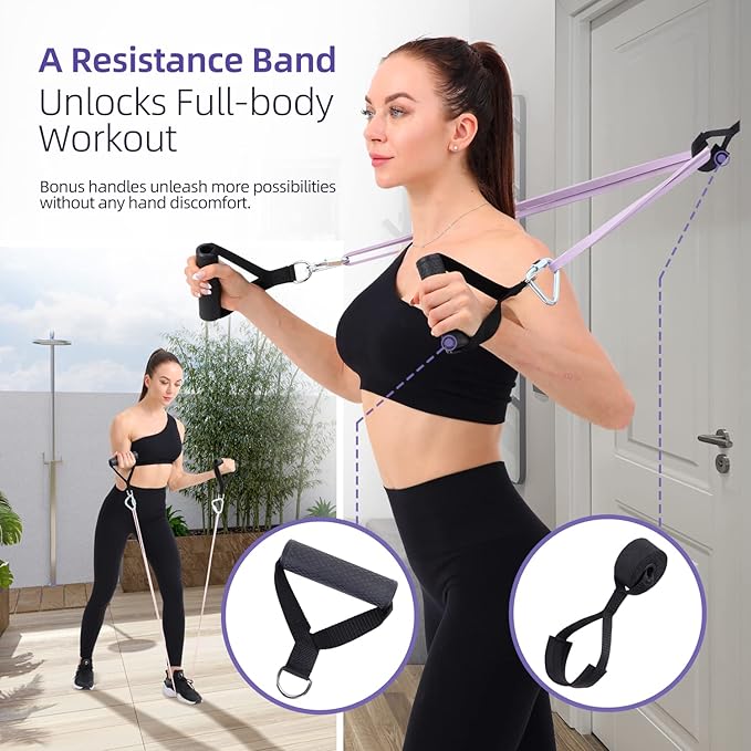 Sportneer Resistance Bands for Working Out: Pull Up Bands 5-130lb 5 Levels Exercise Bands Workout Bands Set with Handles & Door Anchor Pull Up Assist Bands for Men Women Resistance Training
