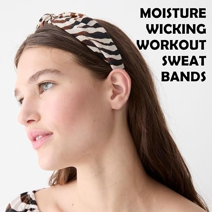 LOTUS78, Pack of 6 Wide Headbands for Women Non Slip, Fashionable Sports Hair Bands for Women's Hair, Soft Elastic Stretchy Head bands, Yoga Workout Headbands for Women Daily Fashion (Safari)