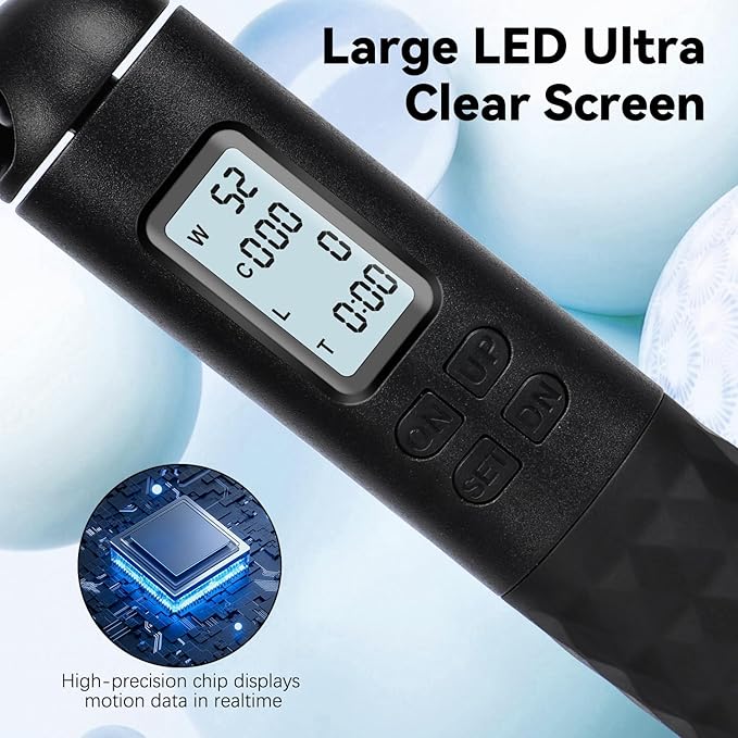 Skipping Rope with Counter, Cordless Jump Rope, Smart Weighted Jump Rope, Adjustable Digital Counting Jump Ropes, Cordless Weighted Jump Rope for Lose Weight, Burn Calories