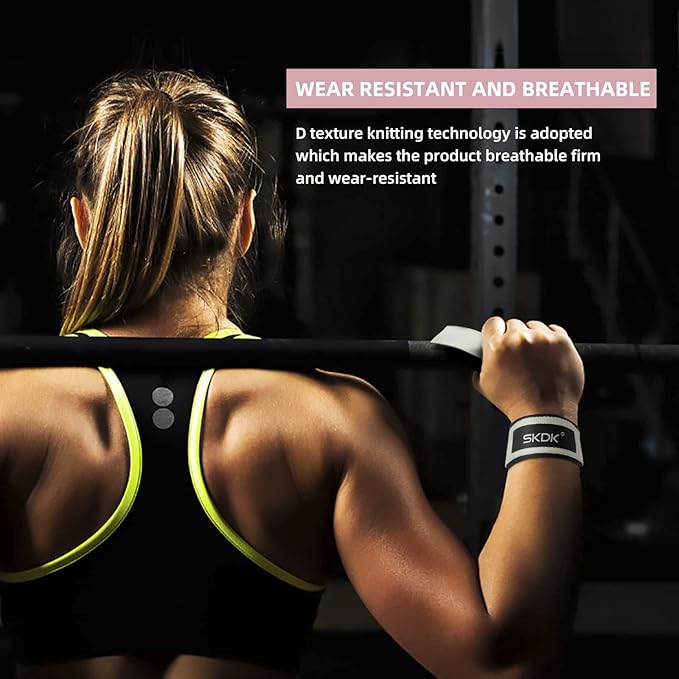 SKDK Cotton Hard Pull Wrist Lifting Straps Grips Band-Deadlift Straps with Neoprene Cushioned Wrist Padded and Anti-Skid Silicone - for Weightlifting, Bodybuilding, Xfit, Strength Training