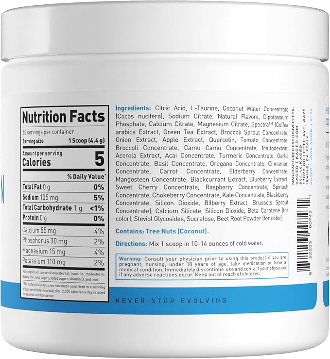 Kaged Hydration Electrolytes Powder | Orange Mango | Hydra-Charge Sports Drink Mix | Pre, Post, Intra Workout | Low Carb, Vegan, Gluten Free | Supplements for Men & Women | 60 Servings