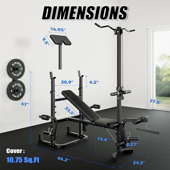 Z3 900LBS Olympic Weight Bench Set with Leg Extension, 9 in 1 Workout Press with Preacher Curl Pad and LAT Pulldown, Multi-Function Strength Training Bench for Home Gym