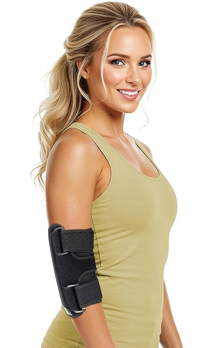 Elbow Splint Tendonitis l Tennis Elbow Brace | Cubital Tunnel Brace Support for Sleeping | Arm Support & Compression Sleeve Immobilizer for Ulnar Nerve Pain Relief | Women & Men Fits Most