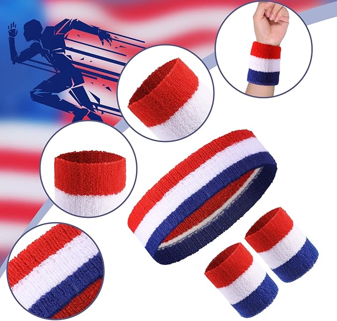 Civaner 12 Pcs 80s 90s Sweatbands Neon Headbands Wristbands for Men Women Party Sports Cotton Headbands Terry Cloth Athletic Sweat Bands for Tennis Football Gym Workingout Accessories