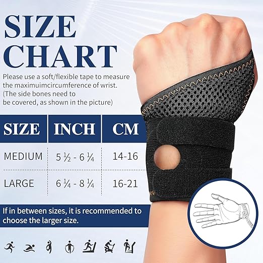 AKSO MEDICOS Wrist Brace for TFCC Tears, Adjustable Wrist Wraps with Ring Pad for Ulnar Sided Wrist Pain, DRUJ Instability, for Repetitive Wrist Use Injury, Left Hand, M Size