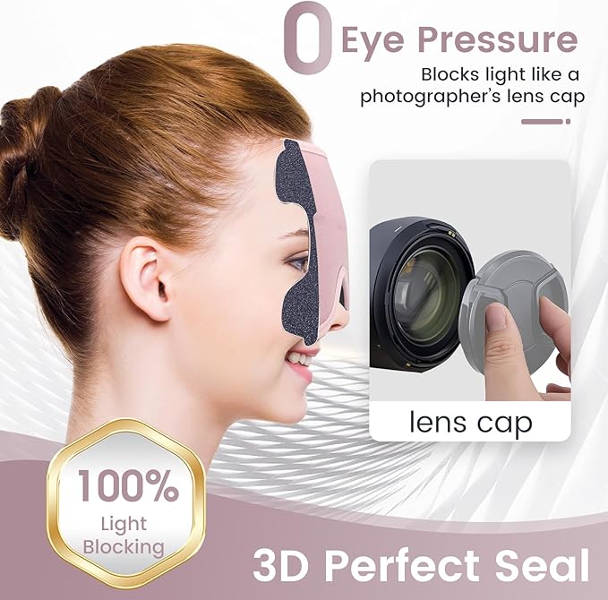 ringchan Sleep Masks for Women Travel or nap, 100% Black Out Eye mask for Sleeping, Comfortable for Eyelashes to Blink, Silky and Soft Against The Skin - Dusty Rose Pink