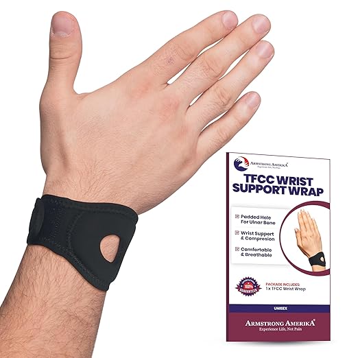 Wrist Wrap Compression Wrist Brace For TFCC Tears | Carpal Tunnel Pain & Tendonitis Relief | Padded Hole For Ulnar | Wrist Support For Working Out | Wrist Wraps for Men Women | Fits Both Wrists