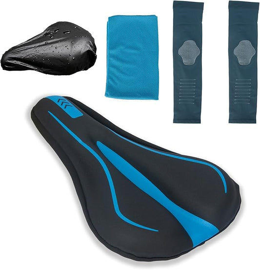 Bike Seat Cover Bicycle Saddle Cushion,Gel Padded Bike Seat Cover for Men Women,Bike Seat Cushion Fit for Stationary,Exercise,Road,Mountain Bike