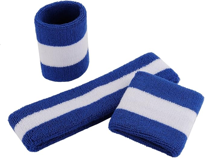 ONUPGO 6 Pieces Sweatbands Set - Sports Headbands Wristbands for Men & Women,Cotton Terry Cloth Sweatband for Tennis,Basketball,Gym,Working Out - Moisture Wicking Elasticity