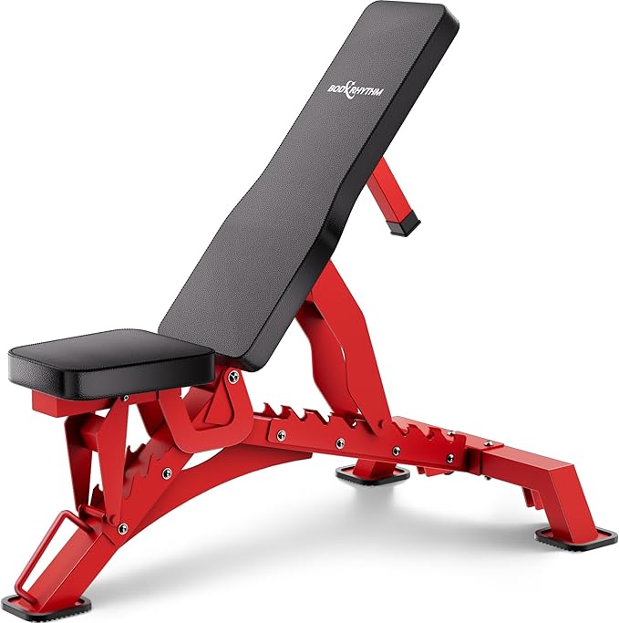 BODYRHYTHM Commercial-grade Weighted Bench, 1300LBS Weight Capacity Strength Training Bench, Heavy-duty Adjustable Workout Bench for Garage and Home Gym Workouts, Weight Lifting, and Bench Press.