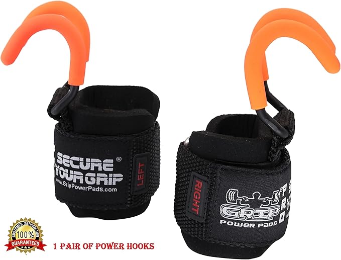 Weight Lifting Rod Hooks Heavy Duty Wrist Wraps Power Weight Lifting Training Gym Grips Straps Set of 2