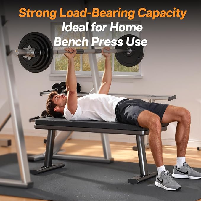 YAMO Flat Bench, Heavy Duty Weight Bench for Home Gym, Easy Assembly Workout Bench, Multipurpose Strength Training Bench Press for Full Body Workout