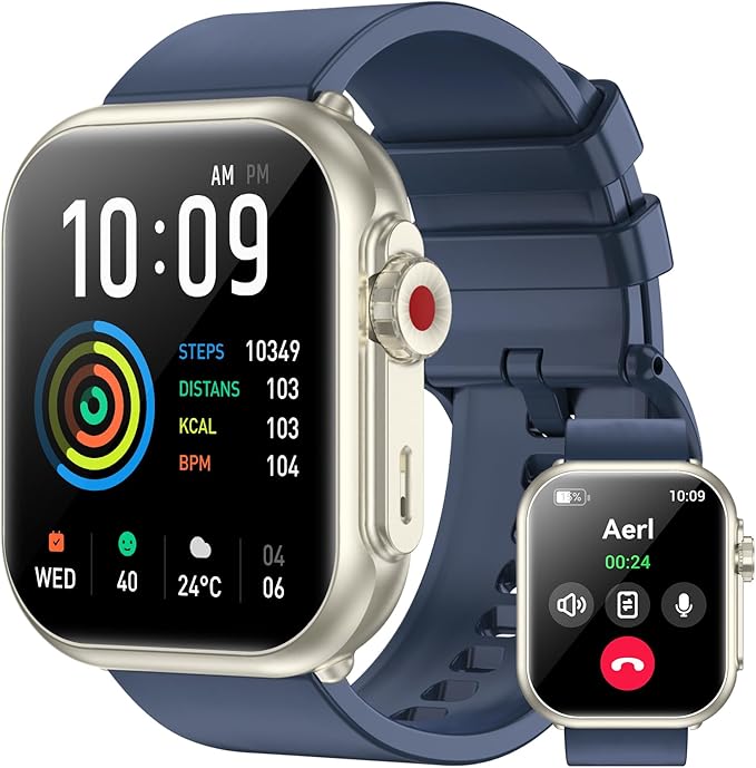 Smart Watch for Men Women, 1000mAh Battery 100-Day Standby Time, 1.85" HD Screen Fitness Tracker, 110+ Sport Modes, IP68 Waterproof, Heart Rate/Sleep Monitor, Fitness Watch for Android/iPhone(Blue)