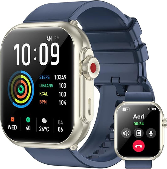 Smart Watch for Men Women, 1000mAh Battery 100-Day Standby Time, 1.85" HD Screen Fitness Tracker, 110+ Sport Modes, IP68 Waterproof, Heart Rate/Sleep Monitor, Fitness Watch for Android/iPhone(Blue)