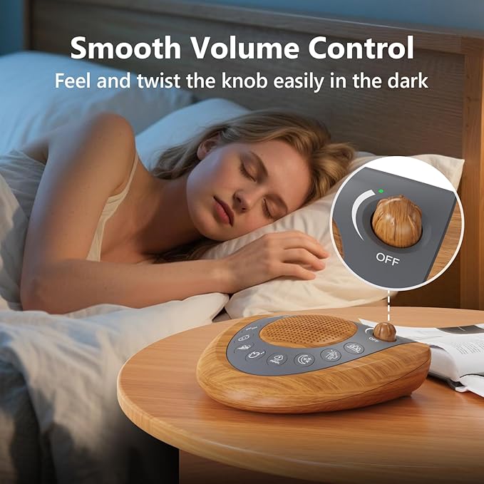 Sleep Sound Machine, Portable Battery Powered Noise Machine with 36 Soothing Sounds, USB Charger, Auto-Off Timer, Adjustable Volume, Headphone Jack for Baby, Kid, Adult