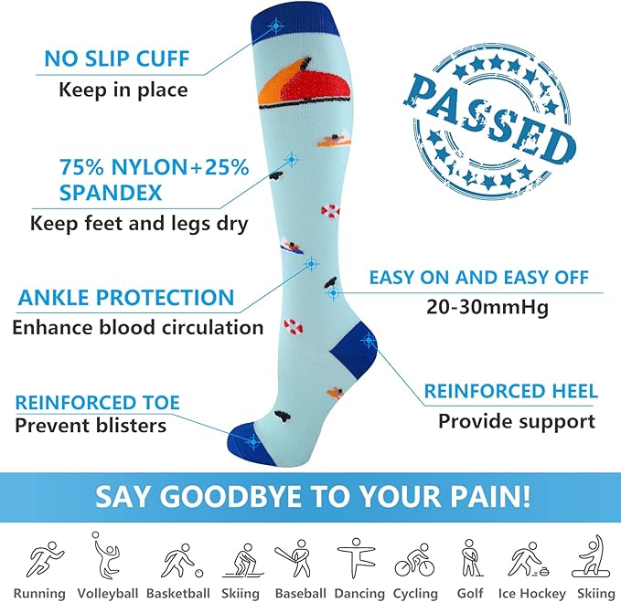 bropite Compression Socks for Women & Men Circulation-Support Knee High Socks 20-30 mmhg-Best for Running,Medical,Nurse,Travel