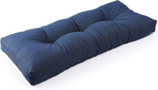 SUNROX LokGrip Non Slip Tufted Memory Foam Bench Cushion, FadeShield Water Resistant Durable Thicken Outdoor/Indoor Bench Seat Pads 48x16x4 inch, Navy