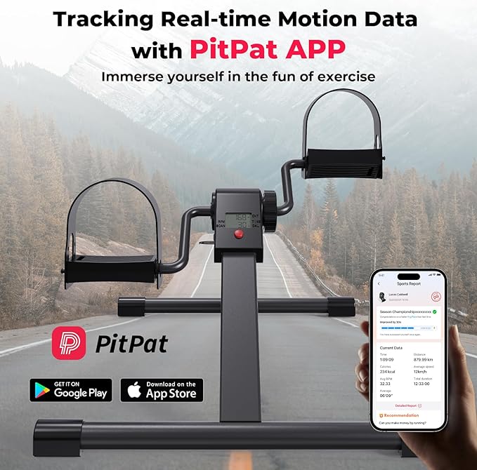 Folding Pedal Exerciser Under Desk Bike, Mini Exercise Bike for Arm/Leg Workout, Under Desk Cycle with Adjustable Resistance, Foot Exercise Machine with LCD Monitor