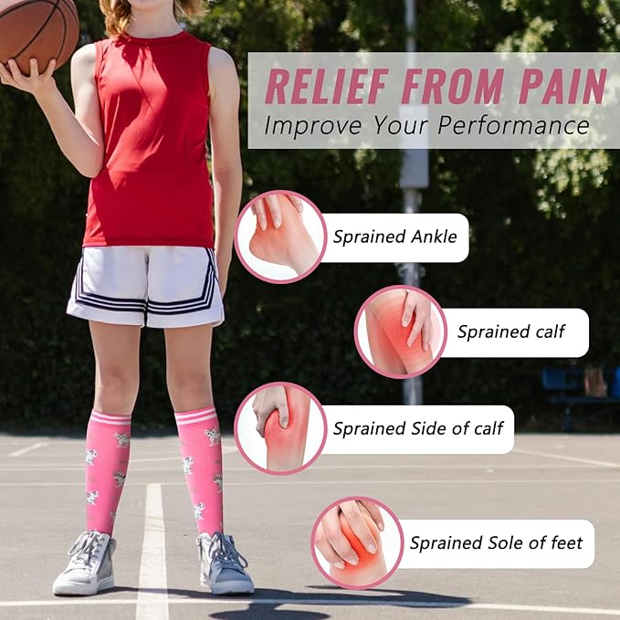 fenglaoda Compression Socks Women Men 4 Pairs, Knee High Support Socks for Running, Sports, Travel, Flight, Nurse