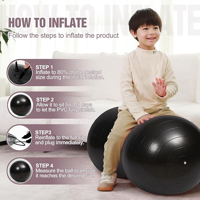 INPANY Peanut Ball - Exercise Ball for Labor Birthing, Anti-Burst Physical Therapy for Kids, Core Strength, Flexible Seating, Home & Gym Fintness, Sensory Chair Wiggle Seat for Girls and Boys