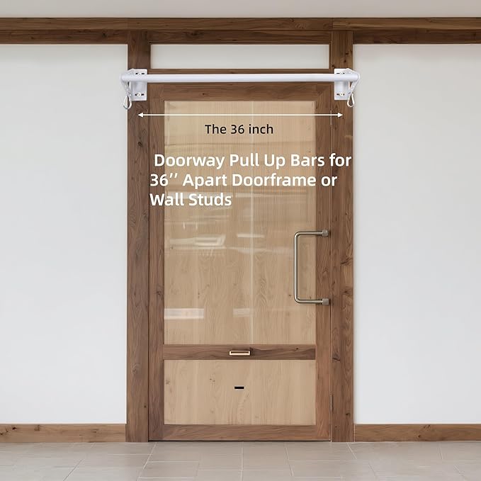 Wall Mounted Doorway Pull Up Bar, Heavy Duty Strength Training Pull-Up Bars for Doorframe, Support Beam or Joist Mount Thick Metal Sturdy Construction Support 500 lbs