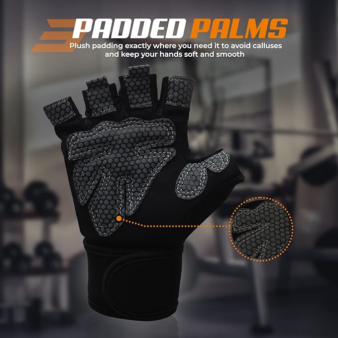Bear Grips Weight Lifting Gloves for Men & Women | Half Finger Lifting Gloves | Full Finger Workout Gloves for Men | No Finger Exercise Gloves l Compression Weightlifting Gloves | Gym Gloves for Men