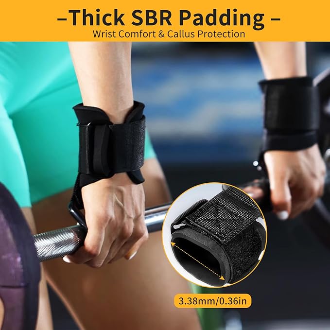 GPANDAG Weight Lifting Hooks for Men and Women(Pair), 330 LB Heavy Duty Gym Lifting Wrist Strap Hook for Deadlifts, Pull-Ups, Strength Training, 0.4inch Grip Weightlifting Hooks for Teen