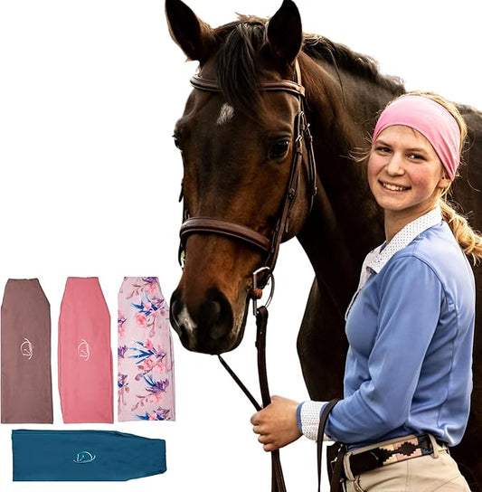 Equestrian Headbands Designed to Wick Moisture and Protect Hair Under Helmets, for Horseback Riding, Biking, and Securing Ear Buds