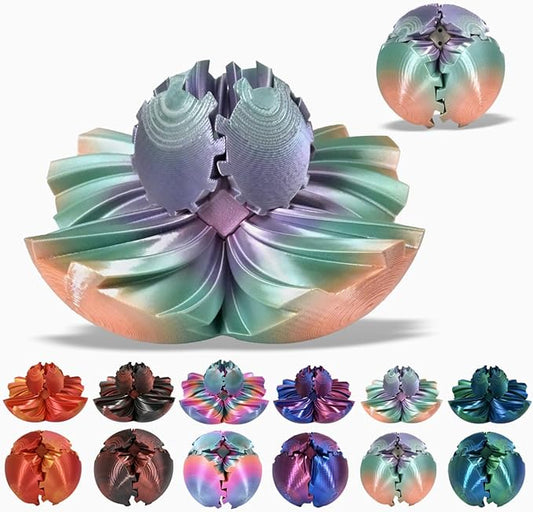 Gear Ball, 3D Printed Gear Ball, Gear Sphere Fidget Toy Stress Relief Toy for ADHD, Anxiety Relaxing Toy for Adults at Work/Study/Travel (MiniColor, TwistedLine)