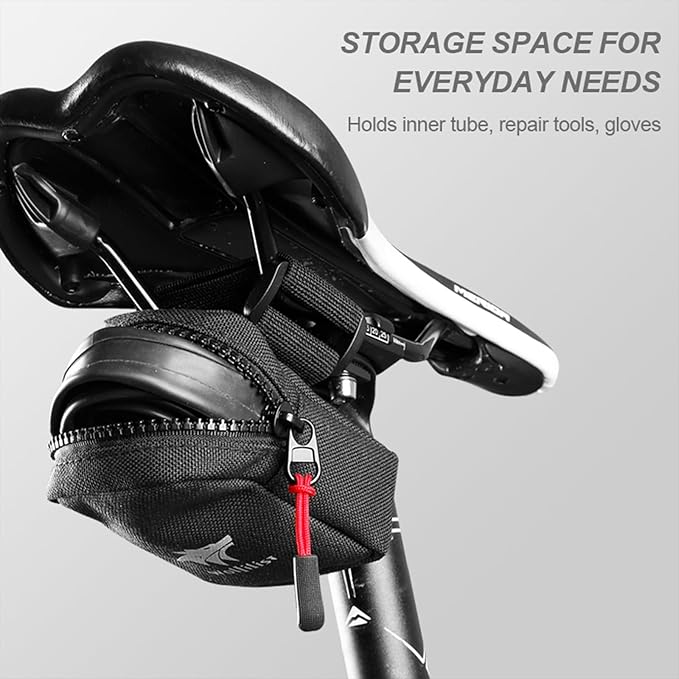 Compact Cycling Saddle Bag - Fits Under Bike Seat for easy storage - Road Bike & Bicycle Seat Bag - Tiny Durable & Water-resistant (Small)