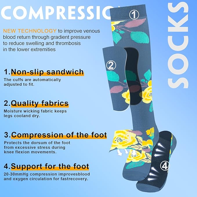 bropite Compression Socks for Women & Men Circulation-Support Knee High Socks 20-30 mmhg-Best for Running,Medical,Nurse,Travel