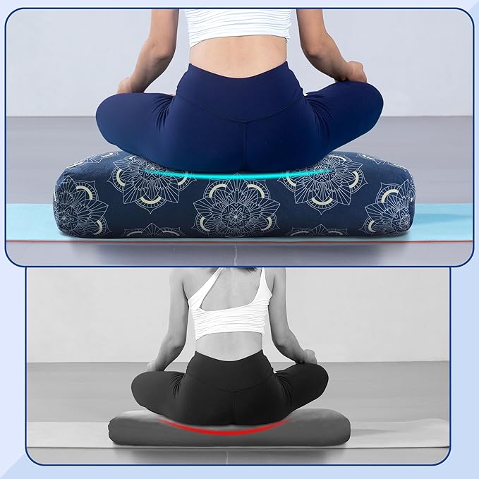 MABOZOO Yoga Bolster Pillow, Rectangular Yoga Bolster for Restorative & Meditation, Professional Meditation Cushion with Carry Handle