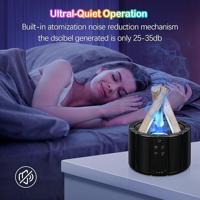 Campfire Flame Essential Oil Diffuser, Doyosh 7 Colors Bonfire Aromatherapy Diffuser Humidifier, 250ml Cool Mist Humidifier, Scent Aroma Diffuser with Remote, Timer, Auto-Off Function for Home, Office
