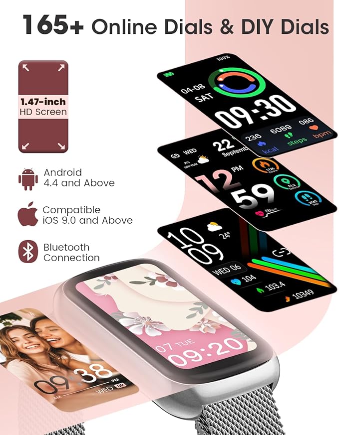 Slim Fitness Tracker, Smart Watches for Men/Women with Heart Rate/Blood Oxygen/Sleep Monitor, IP68 Waterproof Activity Trackers and Smart Watch for Phones with Step Tracker, Pedometer for Women Men