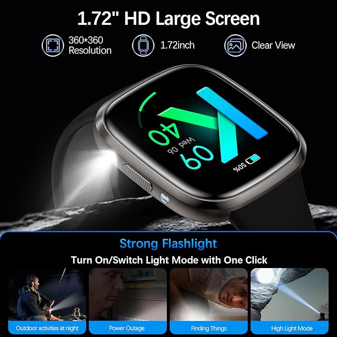 Health & Fitness Tracker (Answer/Make Calls), IP68 Waterproof Smart Watch with 24/7 Heart Rate, Blood Pressure, Blood Oxygen Monitor & Sleep Tracking, 110+ Exercise Mode Activity Tracker for Women Men