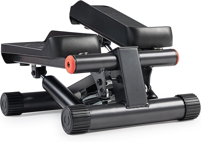 Sunny Health & Fitness Mini Stepper for Exercise at Home, Stair Step Workout Machine with Resistance Band and Over 300lb Weight Capacity, Optional Twist Motion and Free SunnyFit App Connection