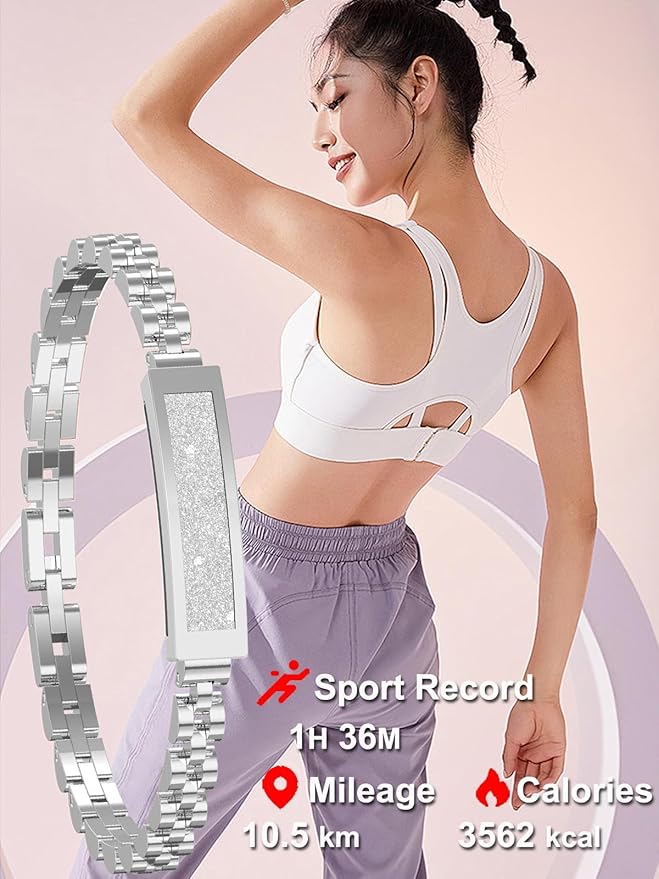 Smart Bracelet Fitness Tracker Heart Rate Monitor Sleep Tracker Step Counter Calories Pedometer Activity Tracker Remote Camera Dress Health Wristband for Women Ladies