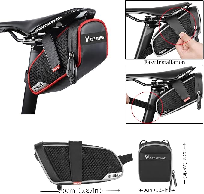 Bike Seat Bag, Bicycle Saddle Bag,Under Seat Bag,Bicycle Strap-On Saddle Bag,Cycling Bag, water proof Bike Bag for all our essentials, bike bags for Mountain Road Bikes