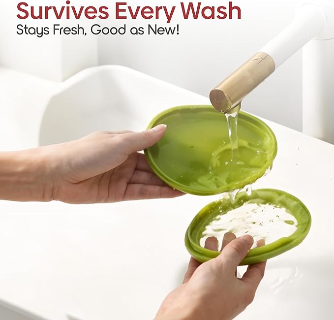 Set of 4 Food Popz Storage Containers | Fruit and Vegetable Anti-Oxidation Storage Box for Avocado, Onion, Lemon & Tomato | Fresh Pod Reusable Fruit Antioxidant Storage for Fridge | BPA-Free Box