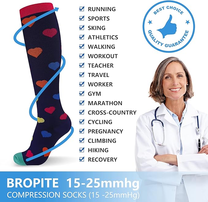 bropite Halloween Compression Socks for Women & Men-Pumpkin Ghost 6 Pairs 20-30mmhg Support Running Nurse Travel