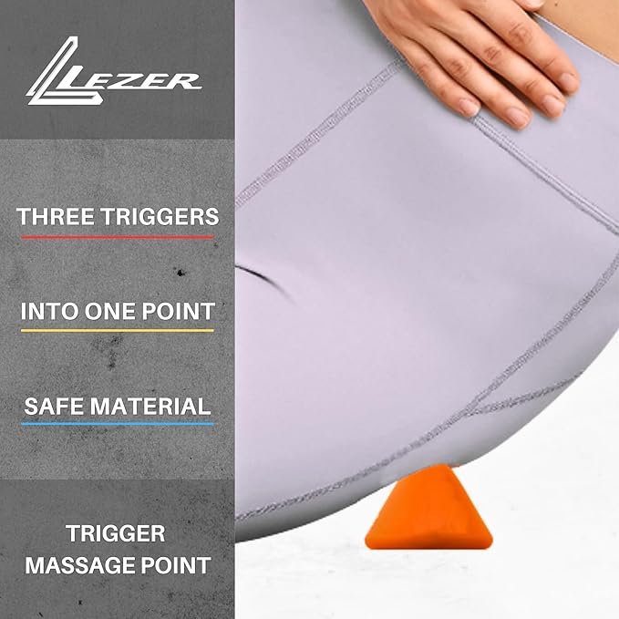 LEZER, Trigger Massage Point, Manual Massage Ball, Muscle Knots Relief Tool, Myofascial Release, Physical Therapy, Plantar Fasciitis, Set of 2 (Orange Trigger and Black Ball)