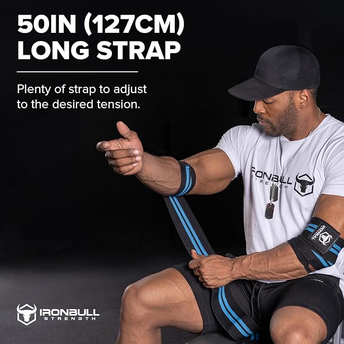 Elbow Wraps for Weightlifting (1 Pair) - 50" Elastic Elbow Braces for Weight Lifting - Elbow Support for Bench Press, Powerlifting, Fitness, & Gym Workout - Gym Elbow Straps Weightlifting - Elbow Compression Strap Brace