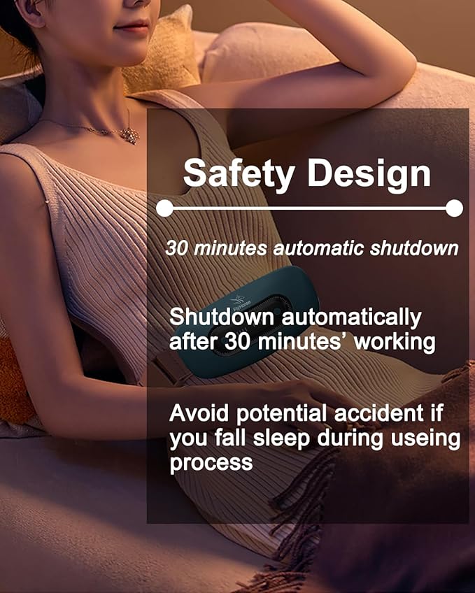 Electric Heating Pad, Portable Cordless Menstrual Heating Pad with 4 Heat Levels and 4 Massage Modes, Fast Large Heating Belly Wrap Belt(Dark Blue Green)