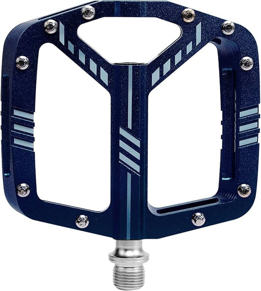 BUCKLOS MTB Flat Pedals Mountain Bike Pedals, 3 Bearings CNC Adult Road Bike Pedals, Bicycle Platform Aluminum Alloy Non-Slip Pedal for Gravel Bike/BMX 9/16"(Black)