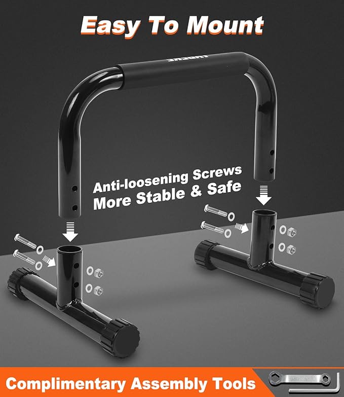 Push Up Bar, 12 Inch High Non-Slip Parallettes Bars & Dip Bars With Foam Handles, Heavy-Duty No Wobbling Calisthenics Equipment For Handstand, L-Sit, Gymnastics, Strength Training Home Gym Use