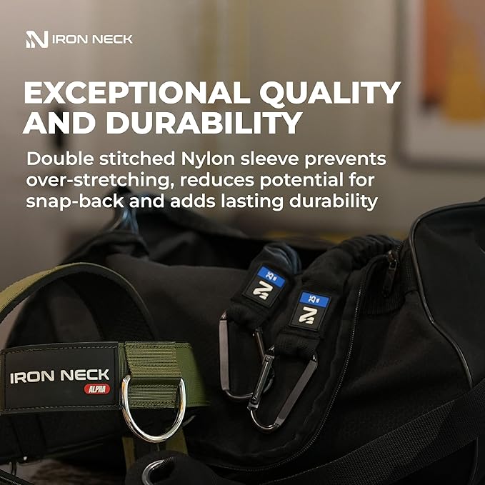 Iron Neck Resistance Band, Durable Exercise Band with Steel Carabiners for Neck Training, Strength Workouts, Stretching, and Rehab